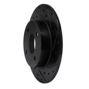 R1 04-06 Nissan Sentra Rear Right Drilled & Slotted Black Brake Rotor