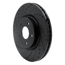 R1 13-24 Infiniti Q60 Front & Rear Drilled & Slotted Black Brake Rotor Set