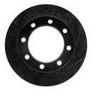 R1 80-94 Ford F-350 4WD (Excl Super Duty) Front Right Drilled & Slotted Black Brake Rotor