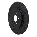 R1 13-19 Ford Police Interceptor Sedan Rear Left Drilled & Slotted Black Brake Rotor