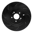 R1 10-16 Hyundai Genesis Coupe Rear Right Drilled & Slotted Black Brake Rotor