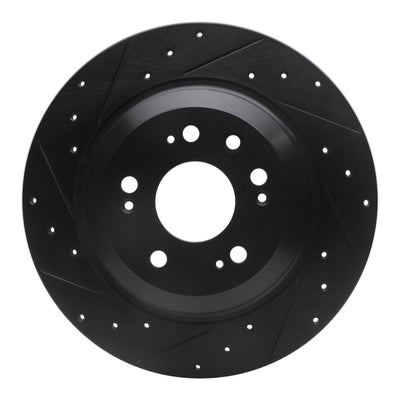 R1 09-14 Acura TL Rear Left Drilled & Slotted Black Brake Rotor