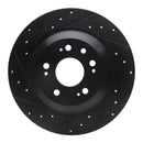 R1 09-14 Acura TL Rear Left Drilled & Slotted Black Brake Rotor