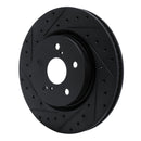R1 18-25 Lexus UX300h Front Left Drilled & Slotted Black Brake Rotor