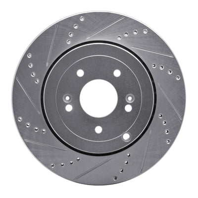 R1 10-16 Hyundai Genesis Coupe Rear Left Drilled & Slotted Silver Brake Rotor