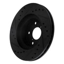 R1 90-01 Subaru Impreza Front Right Drilled & Slotted Black Brake Rotor