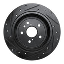 R1 09-15 Toyota Venza Rear Right Drilled & Slotted Black Brake Rotor