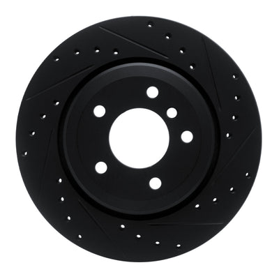 R1 01-06 BMW 330I Rear Right Drilled & Slotted Black Brake Rotor