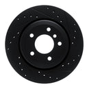 R1 01-06 BMW 330I Rear Right Drilled & Slotted Black Brake Rotor