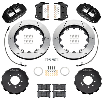 Wilwood 99-02 Nissan Skyline Superlite 6R Front BBK w/ 14in Slotted Rotors & Flexlines - Black