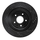 R1 06-13 Chevrolet Corvette Rear Left Drilled & Slotted Black Brake Rotor
