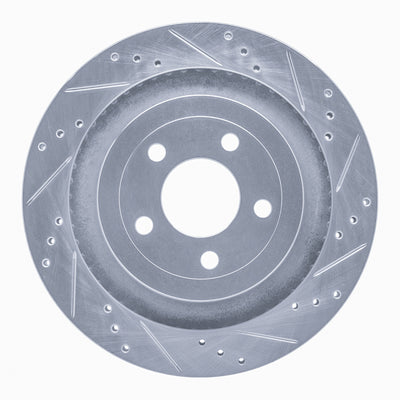 R1 15-23 Ford Mustang Rear Right Drilled & Slotted Silver Brake Rotor