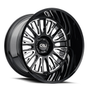 Cali Off-Road 9116 Vertex 24x14 / 8x165.1 BP / -76mm Offset / 125.2mm Hub Gloss Black Milled Wheel
