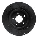 R1 19-24 Infiniti QX50 Rear Left Drilled & Slotted Black Brake Rotor