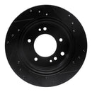 R1 03-06 Kia Sorento Rear Left Drilled & Slotted Black Brake Rotor