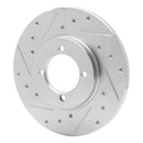 R1 74-87 Dodge COLT Front Left Drilled & Slotted Silver Brake Rotor