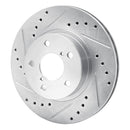R1 90-01 Subaru Impreza Front Left Drilled & Slotted Silver Brake Rotor