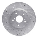 R1 2013-2025 Acura ADX Front Left Drilled & Slotted Silver Brake Rotor