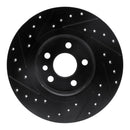 R1 15-20 Jaguar E-Pace Rear Right Drilled & Slotted Black Brake Rotor