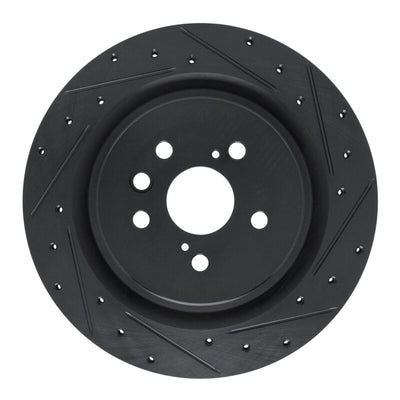 R1 2020-2025 Lexus RX450h+ Rear Right Drilled & Slotted Black Brake Rotor