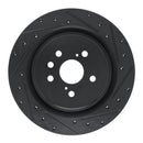 R1 2020-2025 Lexus RX450h+ Rear Right Drilled & Slotted Black Brake Rotor