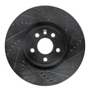 R1 2007-2016 Volvo S60 Front Right Drilled & Slotted Black Brake Rotor