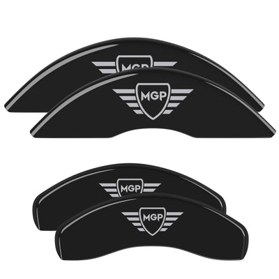 MGP Front set 2 Caliper Covers Engraved Front MGP Black finish silver ch