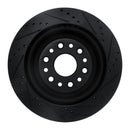 R1 19-25 Ram 1500 Rear Left Drilled & Slotted Black Brake Rotor