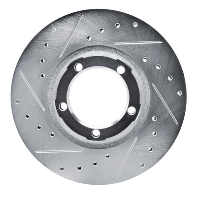 R1 87-90 Mitsubishi Van Front Left Drilled & Slotted Silver Brake Rotor
