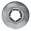 R1 87-90 Mitsubishi Van Front Left Drilled & Slotted Silver Brake Rotor