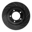 R1 07-22 Lexus LX570 Front & Rear Drilled & Slotted Black Brake Rotor Set