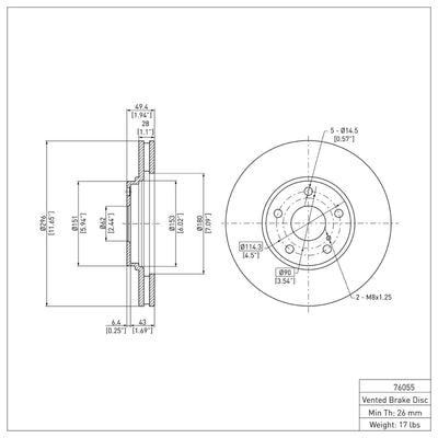 R1 99-07 Lexus ES300 Front Brake Rotor Set