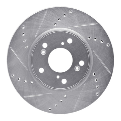 R1 13-22 Honda Accord Sedan Front Left Drilled & Slotted Silver Brake Rotor