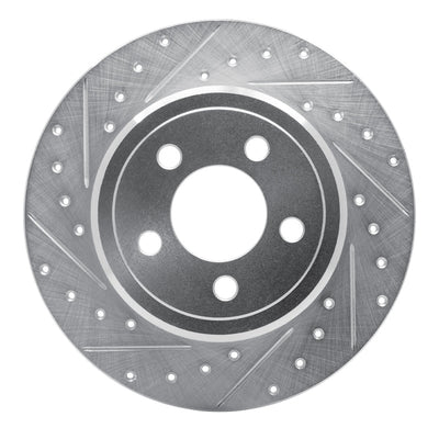 R1 05-23 Chrysler 300 Rear Left Drilled & Slotted Silver Brake Rotor