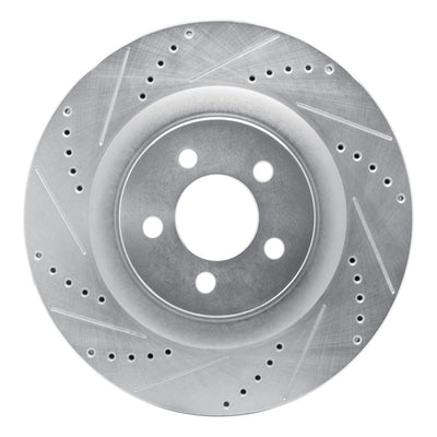R1 05-23 Chrysler 300 Front Left Drilled & Slotted Silver Brake Rotor