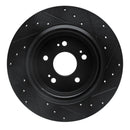 R1 18-25 Honda Odyssey Rear Left Drilled & Slotted Black Brake Rotor