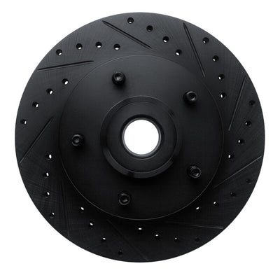 R1 94-02 Dodge B200 / B200 Van / B250 Front Right Drilled & Slotted Black Brake Rotor