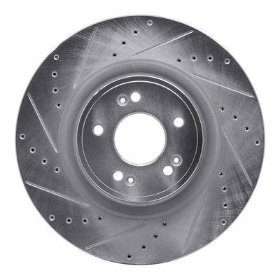 R1 18-20 Genesis G80 Front Left Drilled & Slotted Silver Brake Rotor