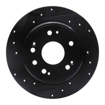 R1 02-04 Honda CR-V Rear Left Drilled & Slotted Black Brake Rotor