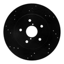 R1 15-24 Subaru WRX Rear Drilled & Slotted Black Brake Rotor Set w/Optimum OE Pads and Hardware