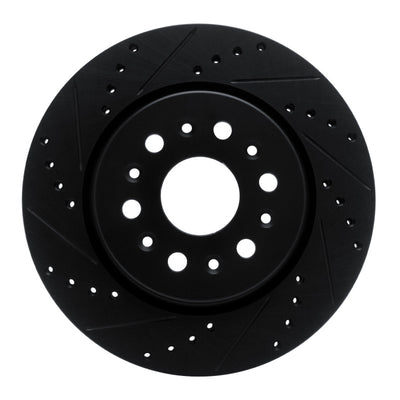 R1 17-25 Buick Enclave Rear Left Drilled & Slotted Black Brake Rotor