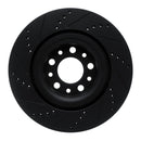 R1 2017-2025 Alfa Romeo Stelvio Front Right Drilled & Slotted Black Brake Rotor