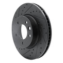 R1 03-18 Porsche Cayenne Right Front Drilled & Slotted Black Brake Rotor