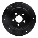 R1 95-07 Chrysler Sebring Rear Left Drilled & Slotted Black Brake Rotor