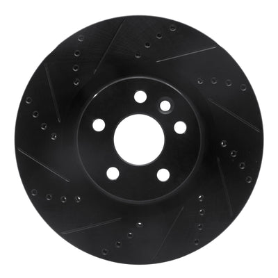 R1 15-19 Jaguar E-Pace Front Left Drilled & Slotted Black Brake Rotor