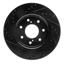R1 10-14 Ford F-150 RWD Front Right Drilled & Slotted Black Brake Rotor