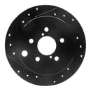 R1 12-23 Subaru XV Crosstrek Rear Drilled & Slotted Black Brake Rotor Set