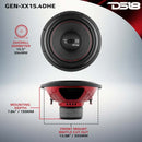 DS18 15in 600 Watts RMS 4 ohm DVC Double Stacked Magnet High Excursion Subwoofers