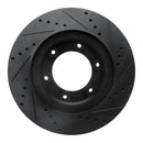 R1 93-97 Lexus LX450 Front Left Drilled & Slotted Black Brake Rotor