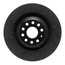 R1 12-21 Tesla Model X Rear Left Drilled & Slotted Black Brake Rotor